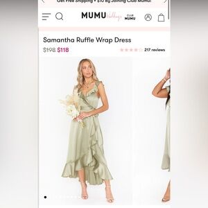 Show Me Your MuMu Samantha Ruffle Wrap Dress- Moss Greene Luxe Satin